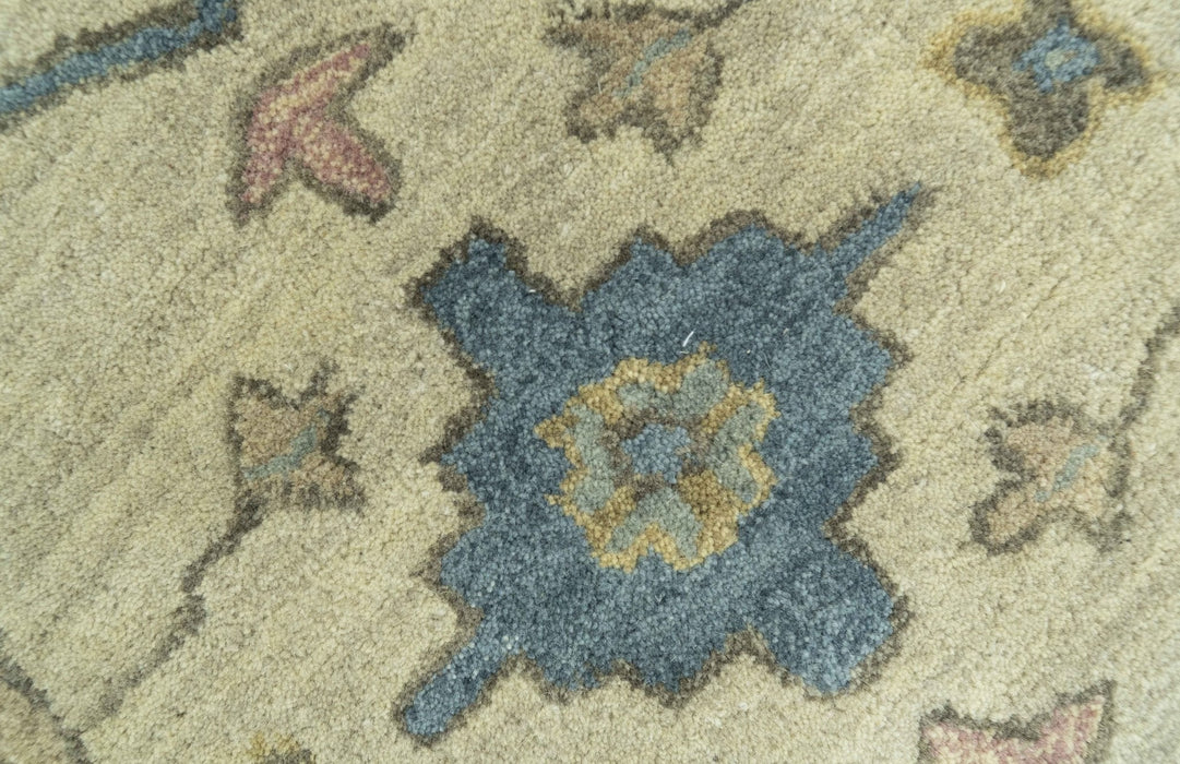 Traditional Oushak Design Beige And Blue Hand Tufted 8x10 Wool Area Rug