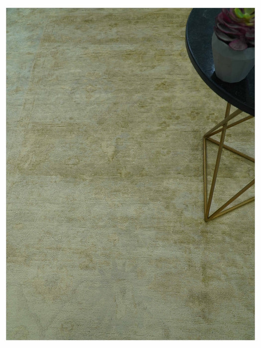 Traditional Oushak Design Beige And Silver Hand Knotted 8x10 Wool Area Rug