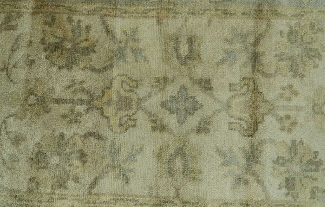 Traditional Oushak Design Blue And Beige Hand Knotted 3x5 Wool Area Rug