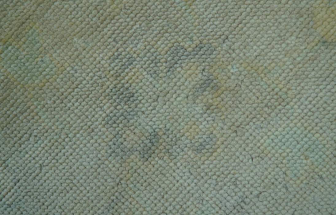 Traditional Oushak Design Blue And Beige Hand Knotted 9x12 Wool Area Rug