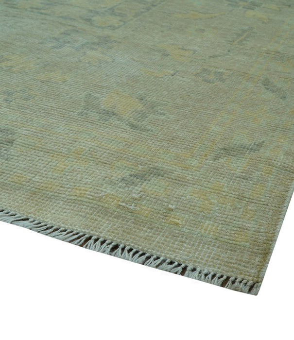 Traditional Oushak Design Blue And Beige Hand Knotted 9x12 Wool Area Rug
