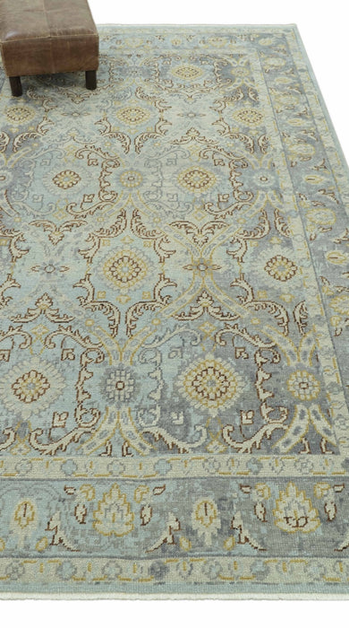 Traditional Oushak Design Blue, Brown And Gray 6X9 Hand Knotted wool rug