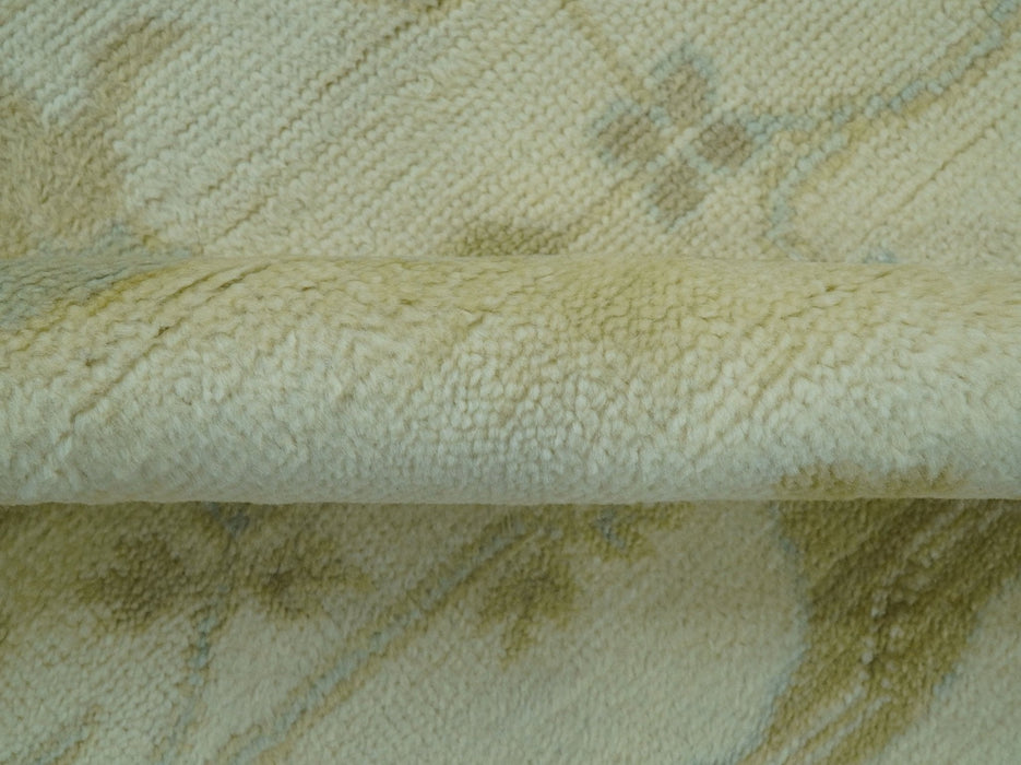 Traditional Oushak Design Ivory And Brown Hand Knotted 8x10 Wool Area Rug