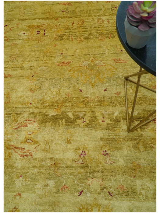 Traditional Oushak Design Olive And Rust Hand Knotted 9x12 Wool Area Rug