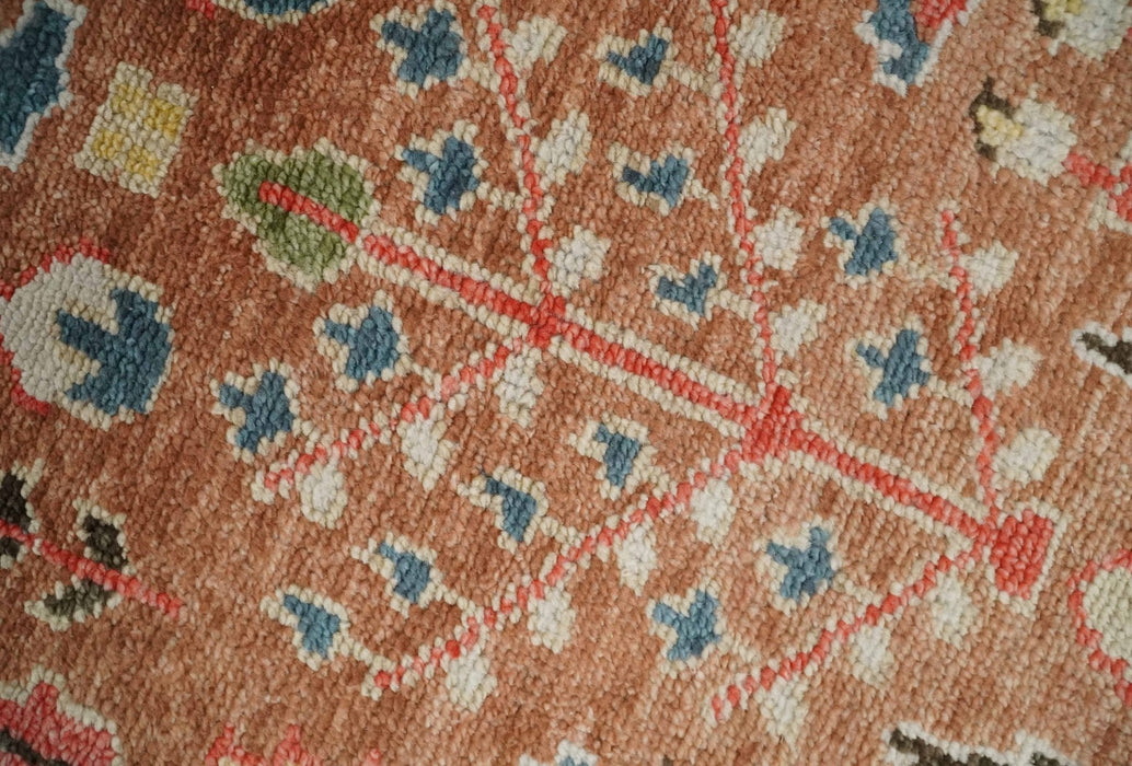 Traditional Oushak Tree of Life Rust and Brown Hand Knotted Wool Rug