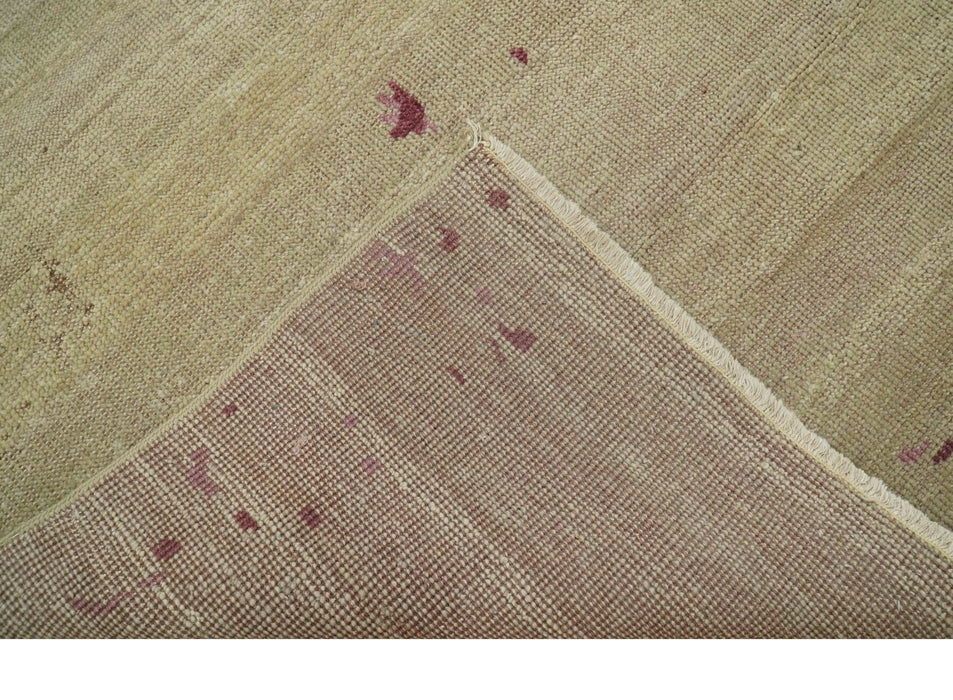 Traditional Transitional Beige And Pink Hand knotted Wool Area Rug