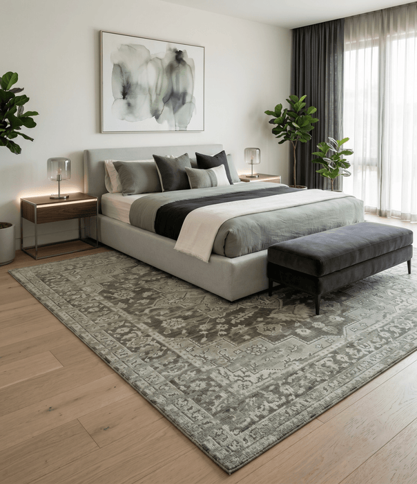 Traditional Turkish Design Beige And Brown Hand Knotted Custom Made wool rug