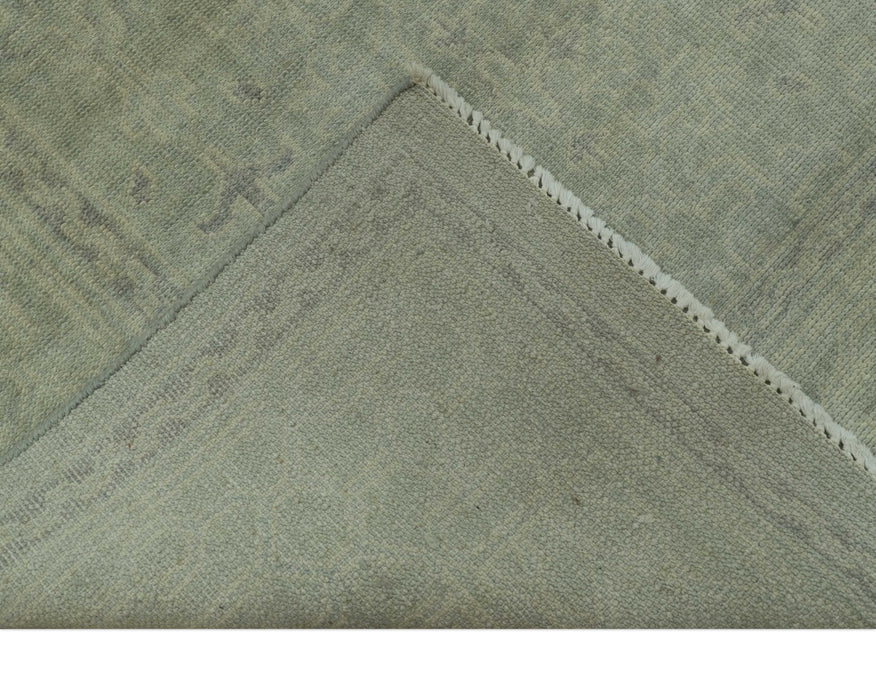 Traditional Turkish Fine Blue And Beige 9.7x12 Hand Knotted Wool Rug