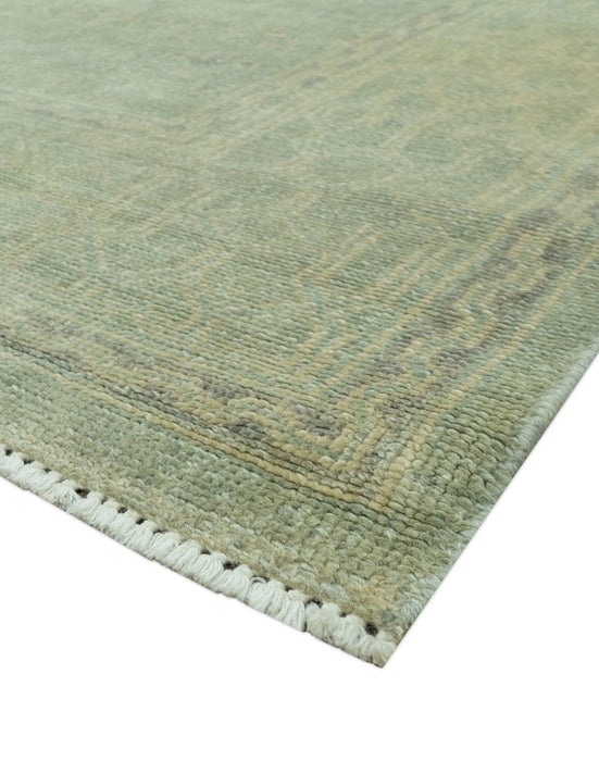 Traditional Turkish Fine Blue And Beige 9.7x12 Hand Knotted Wool Rug