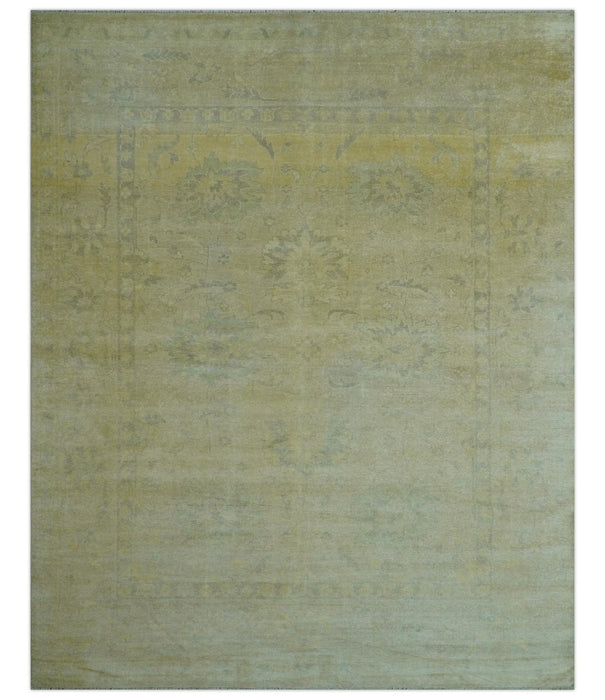 Traditional Turkish (Oushak) Design Gold And Gray Hand Knotted 8x10 Wool Area Rug
