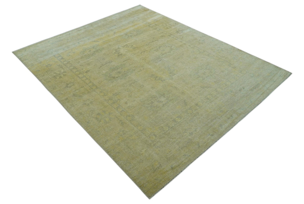 Traditional Turkish (Oushak) Design Gold And Gray Hand Knotted 8x10 Wool Area Rug