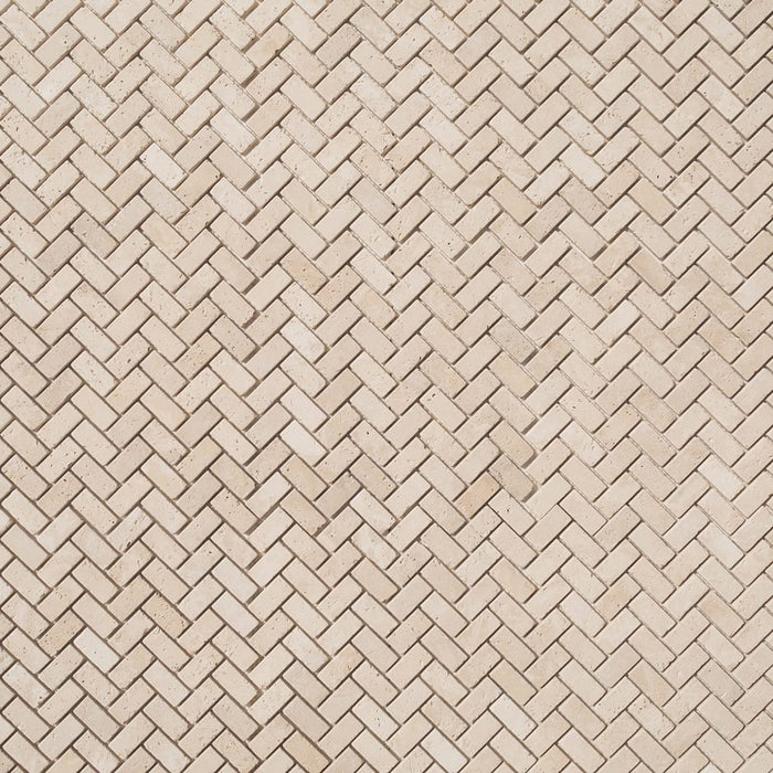 Light Beige Travertine Tumbled Mosaic Floor and Wall Tile - Livfloors Collection