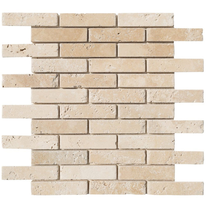Light Beige Travertine Tumbled Mosaic Floor and Wall Tile - Livfloors Collection