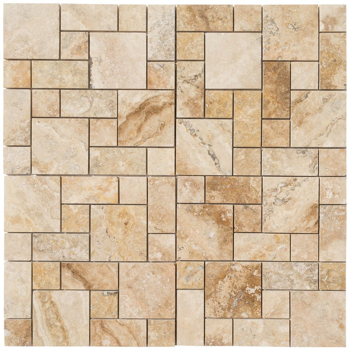 Niagara Travertine Versailles Pattern Brushed Mosaic Floor and Wall Tile - Livfloors Collection