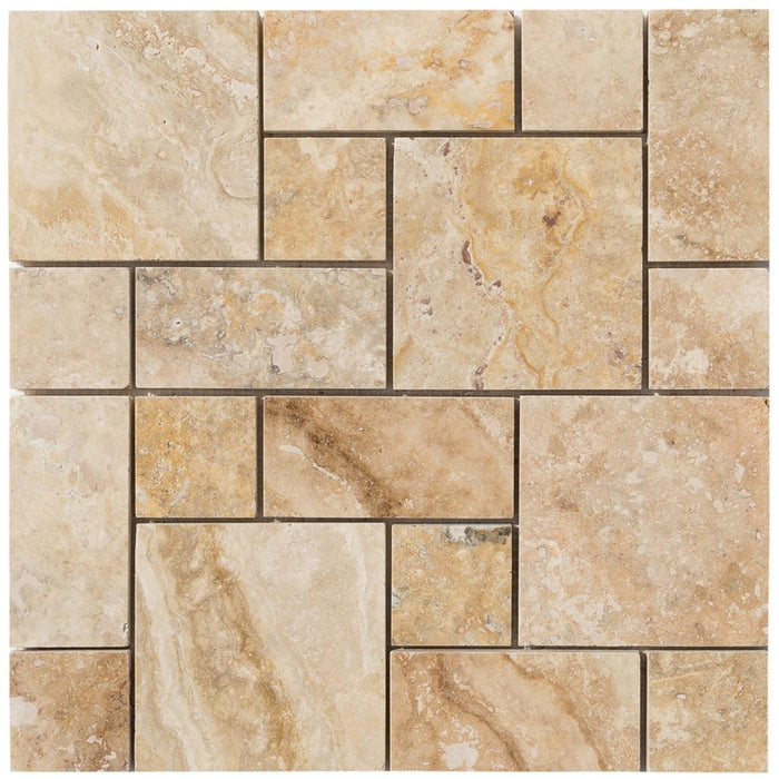 Niagara Travertine Versailles Pattern Brushed Mosaic Floor and Wall Tile - Livfloors Collection