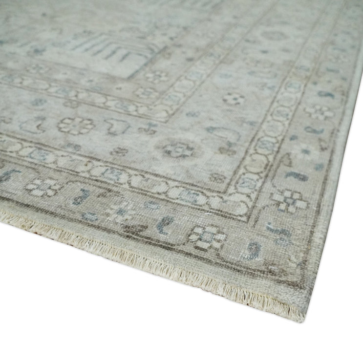 Tree of life Antique Distressed Finished Gray and Silver Low Pile Multi Size wool Area Rug