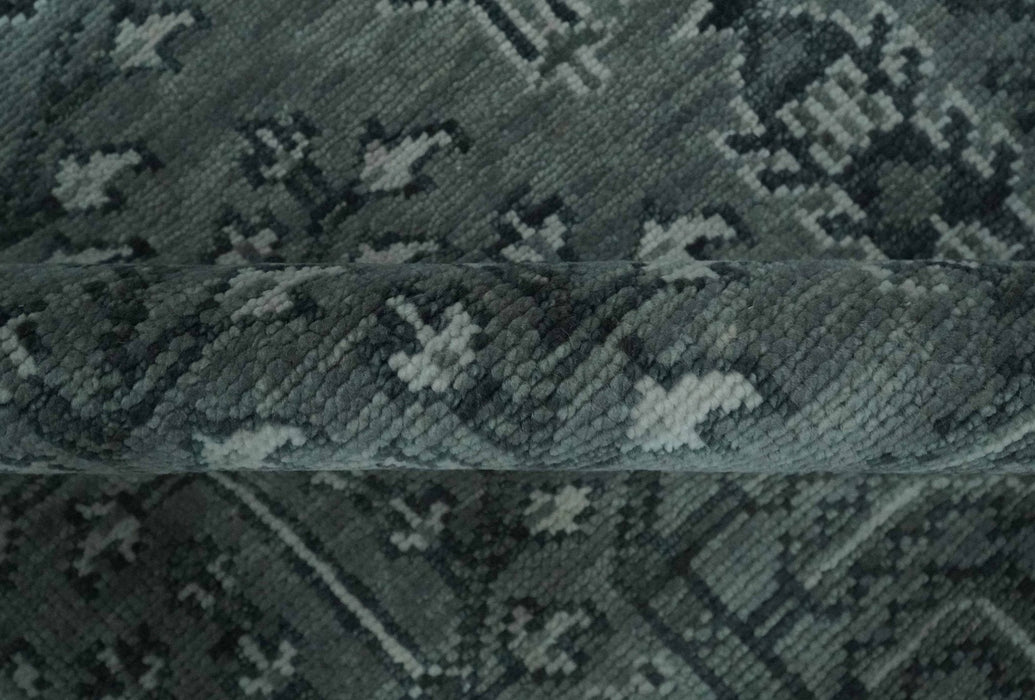 Tree of life Gray, Charcoal and Ivory Hand knotted Traditional Floral 9x12 wool Area Rug