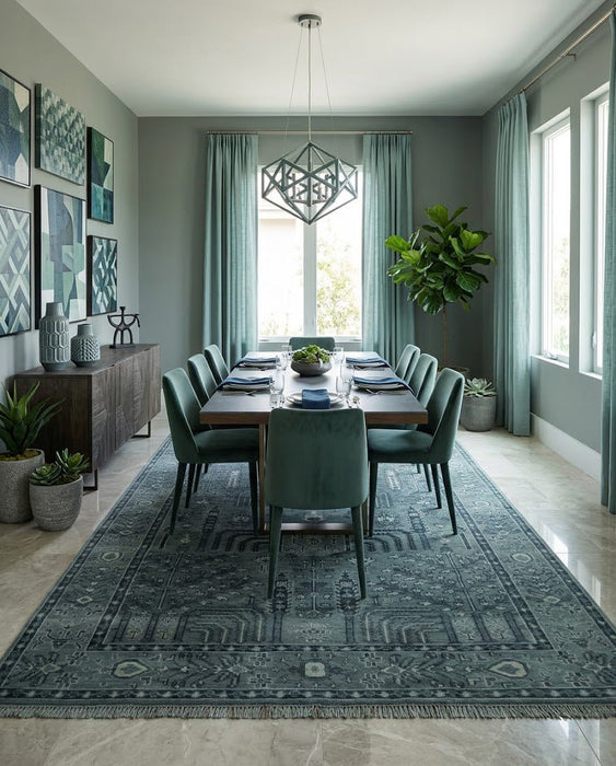 Tree of life Gray, Charcoal and Ivory Hand knotted Traditional Floral 9x12 wool Area Rug