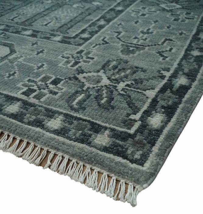 Tree of life Gray, Charcoal and Ivory Hand knotted Traditional Floral Multi Size wool Area Rug