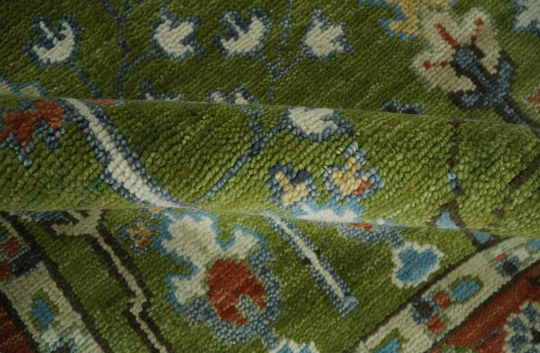 Tree of life Green and Rust Traditional Hand knotted 8x10 wool Area Rug