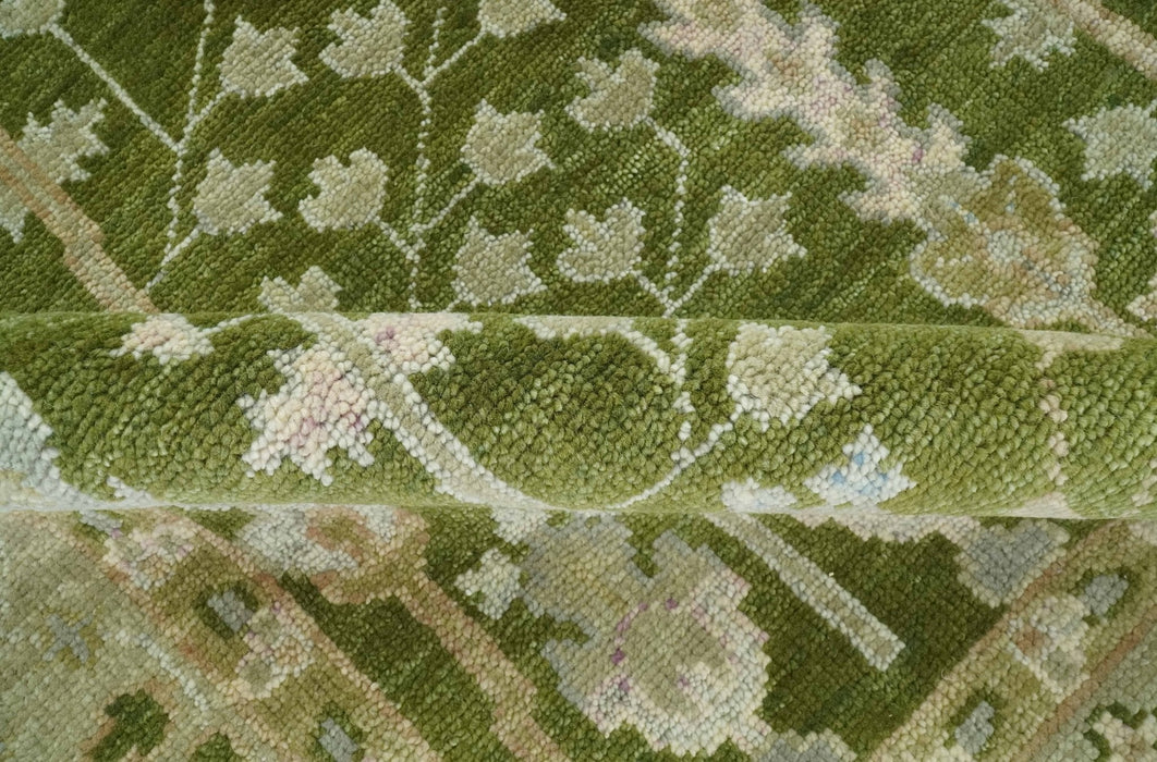 Tree of life Green and Silver Hand Knotted Traditional Floral 8x10 wool rug