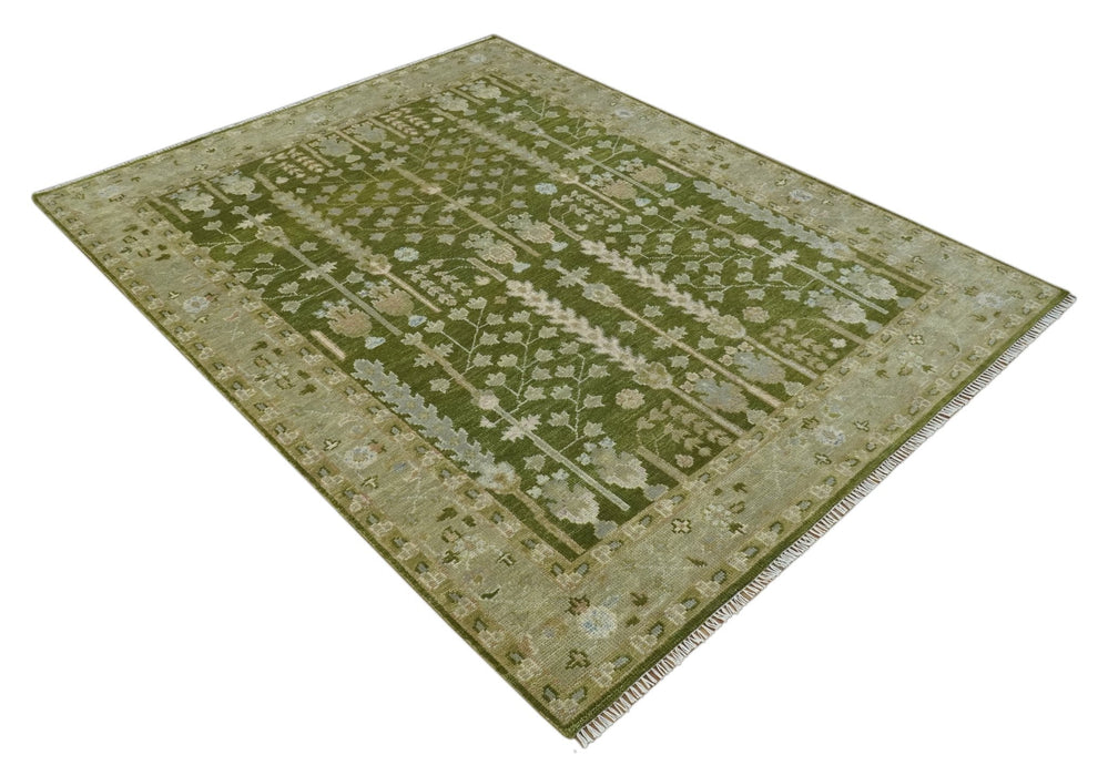 Tree of life Green and Silver Hand Knotted Traditional Custom Made wool rug
