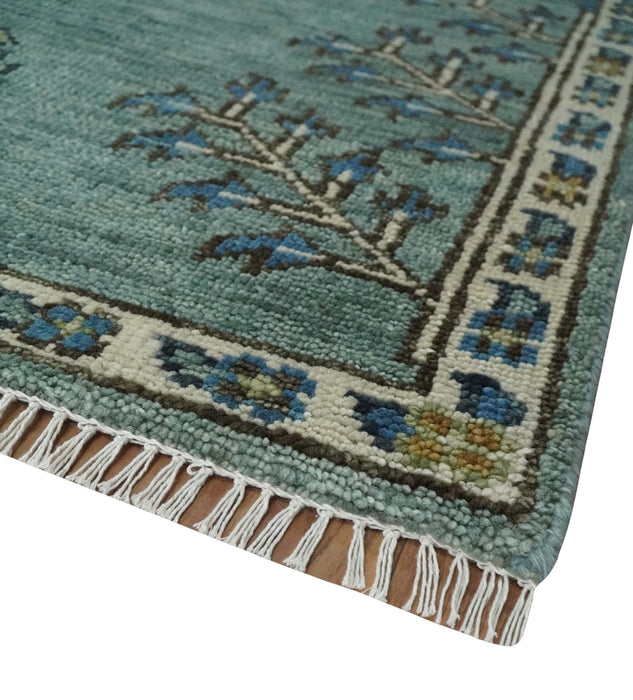 Tree of Life Green Traditional Hand Knotted Turkish Design Multi Size Wool Area Rug