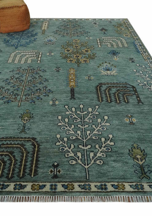 Tree of Life Green Traditional Hand Knotted Turkish Design Multi Size Wool Area Rug