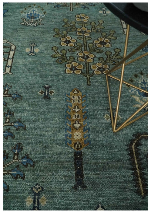 Tree of Life Green Traditional Hand Knotted Turkish Design Multi Size Wool Area Rug