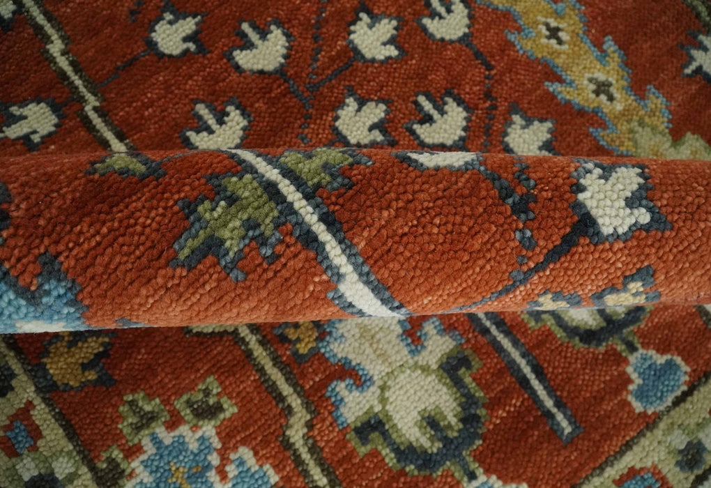 Tree of Life Rust and Ivory Traditional Hand Knotted Turkish Design Wool Area Rug