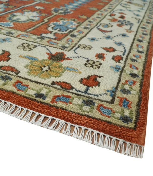 Tree of Life Rust and Ivory Traditional Hand Knotted Turkish Design Wool Area Rug