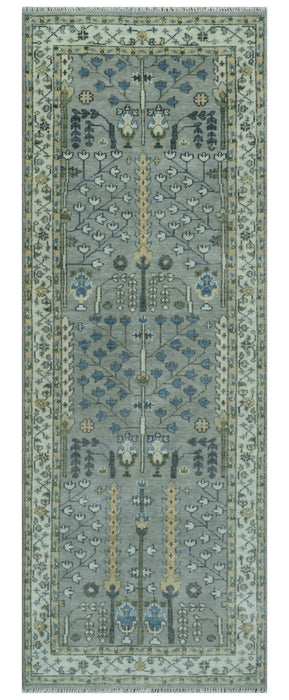 Tree of life Silver and Ivory Hand Knotted Traditional Oushak Multi Size Wool Area Rug