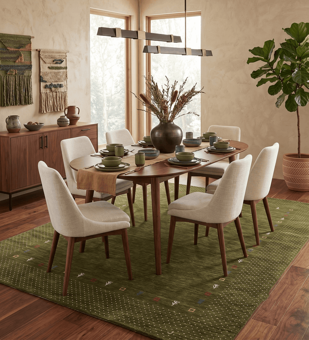 Tribal Border Design Hand Loomed Wool Area Rug