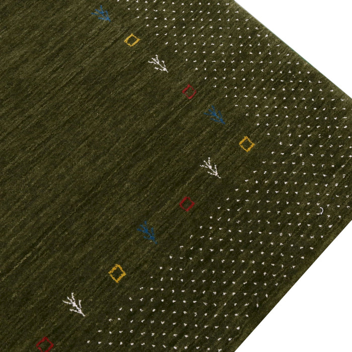 Tribal Border Design Hand Loomed Wool Area Rug