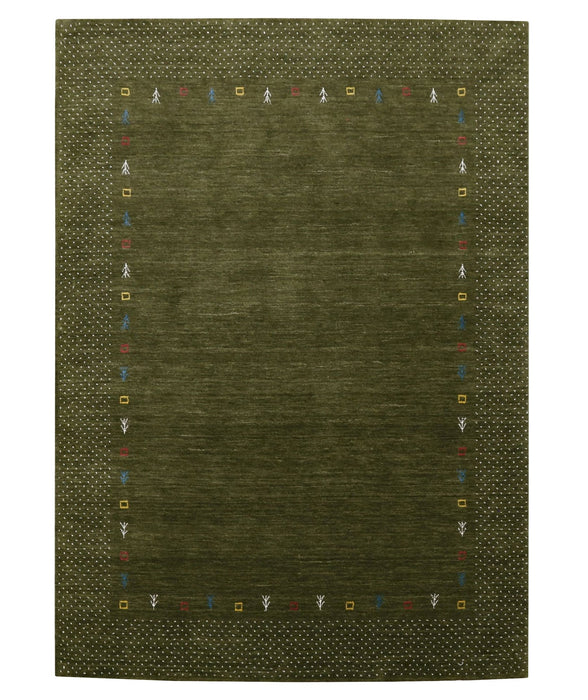 Tribal Border Design Hand Loomed Wool Area Rug