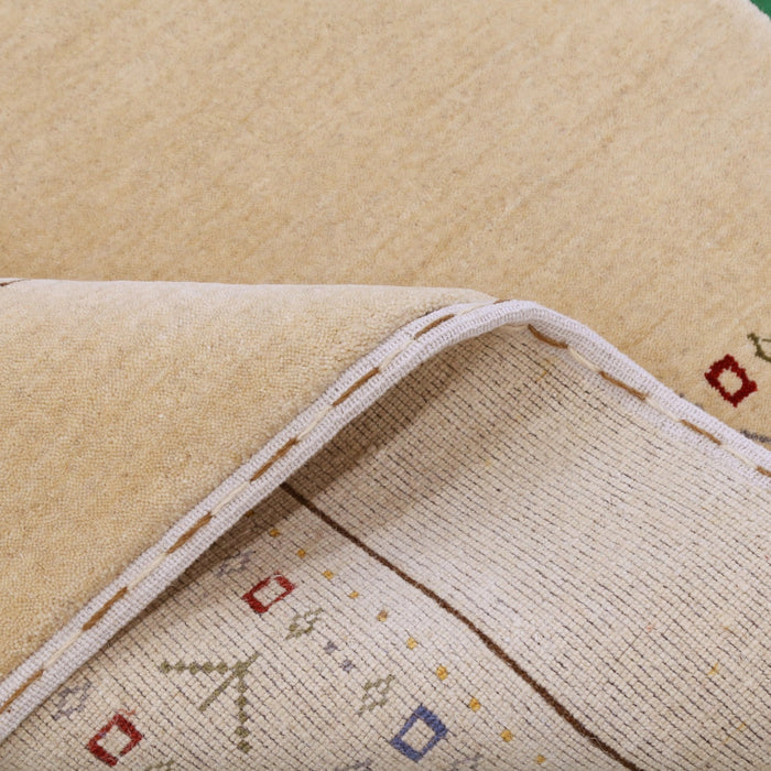 Tribal Border Ivory Design Hand Loomed Wool Area Rug