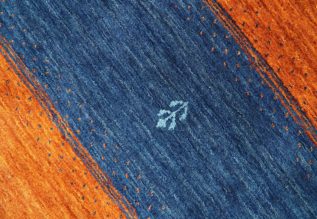 Tribal Gabbeh Green, Gold, Rust and Blue Stripes Design Multi Size Wool area Rug