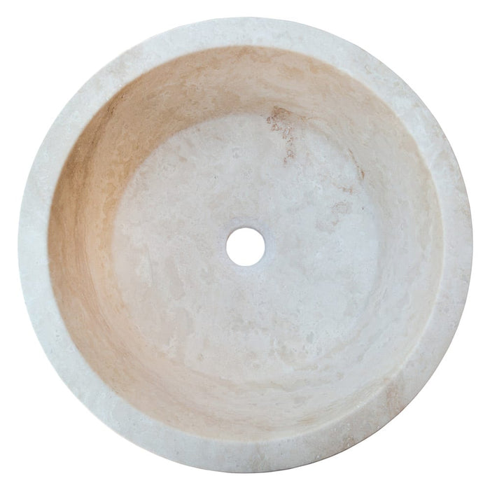 Troia Light Travertine Natural Stone Above Vanity Tapered Bathroom Sink (D)16" (H)6"