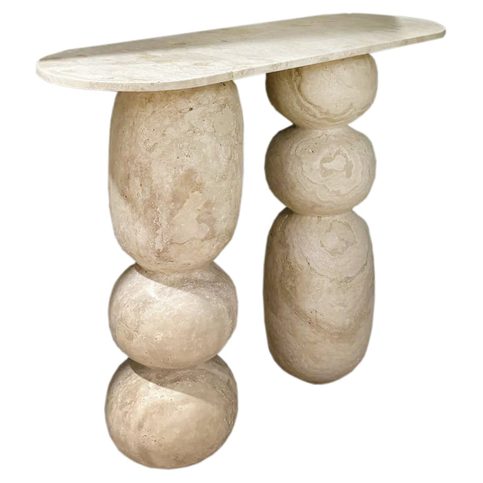 Troia Light Travertine Designer Console Filled and Honed (W)12" (L)49" (H)31.5"