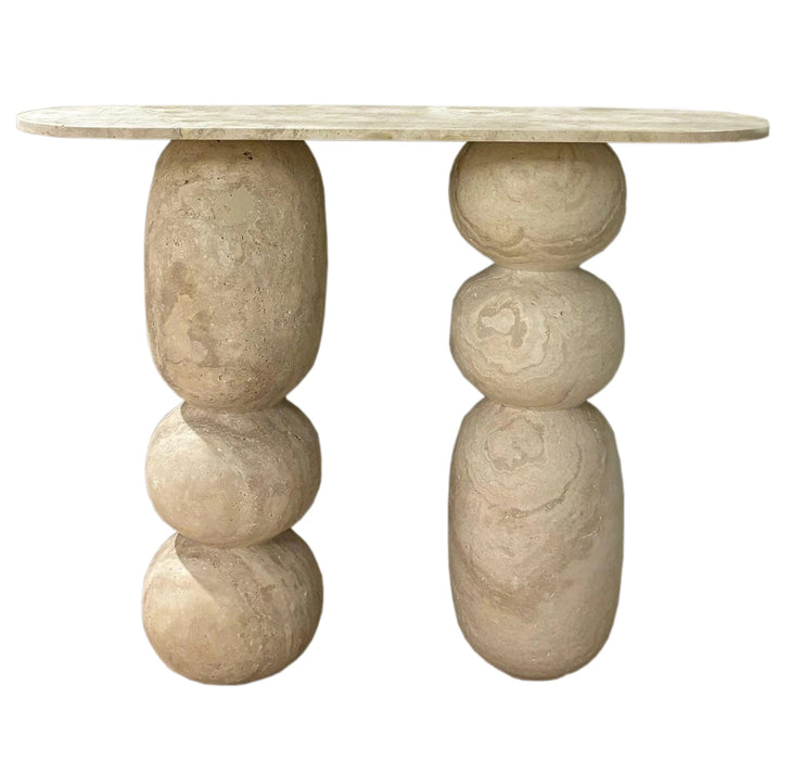 Troia Light Travertine Designer Console Filled and Honed (W)12" (L)49" (H)31.5"