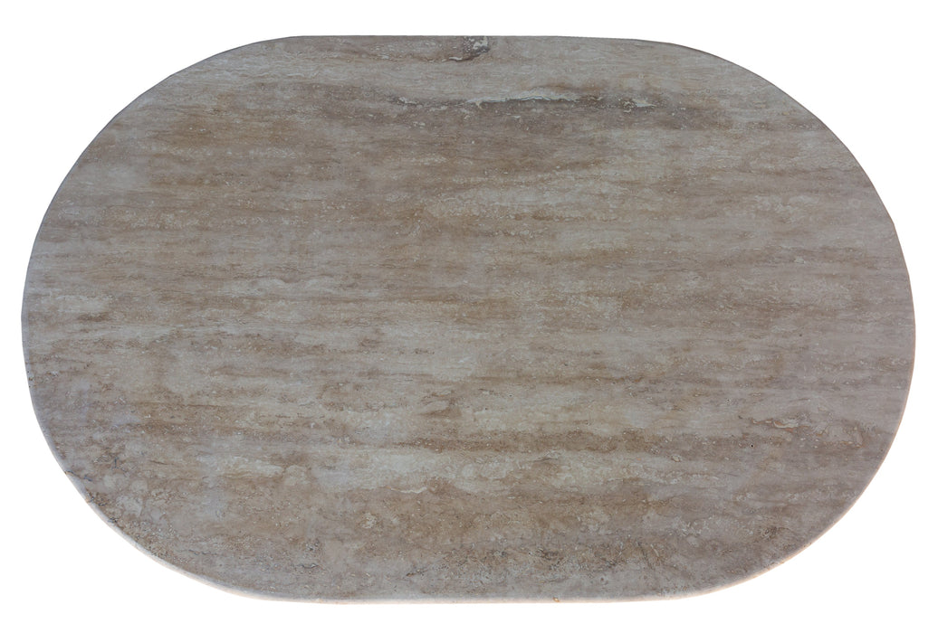 Troia Light Travertine Oval Shape Coffee Table Filled and Polished (W)24" (L)48" (H)16"