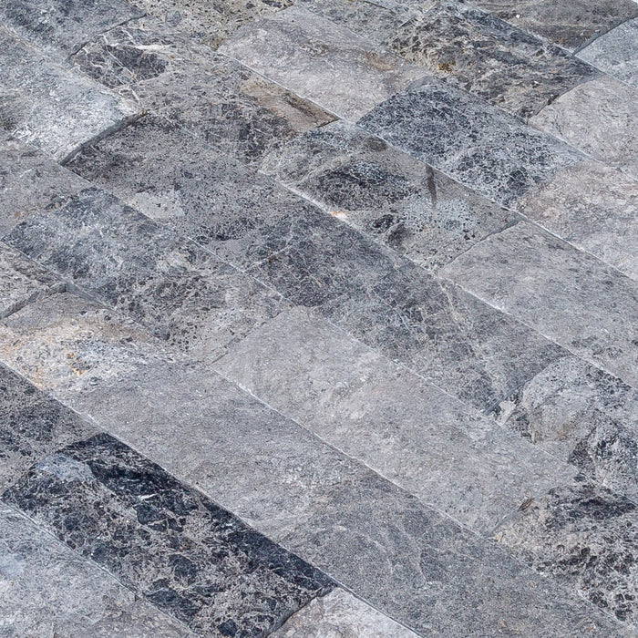 Tundra Gray 4"xFree Length Split-face Natural Marble Wall Tile - Belair Collection