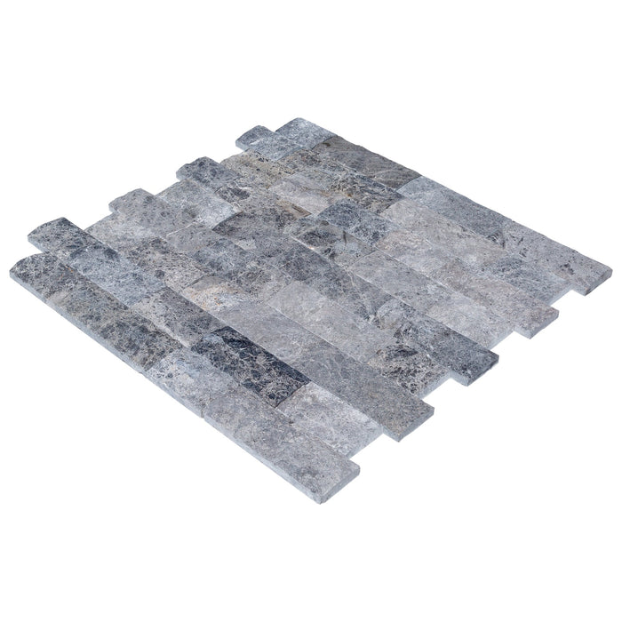 Tundra Gray 4"xFree Length Split-face Natural Marble Wall Tile - Belair Collection