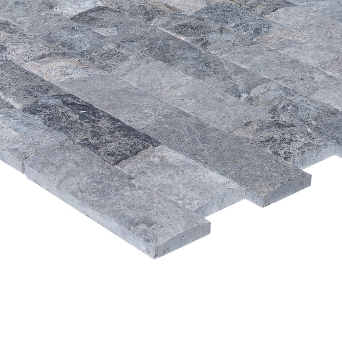 Tundra Gray 4"xFree Length Split-face Natural Marble Wall Tile - Belair Collection