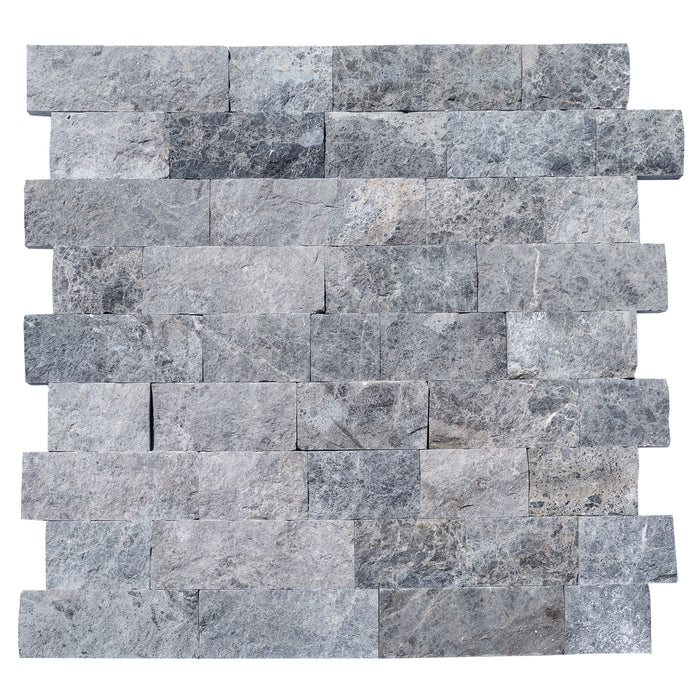 Tundra Gray 4"xFree Length Split-face Natural Marble Wall Tile - Belair Collection