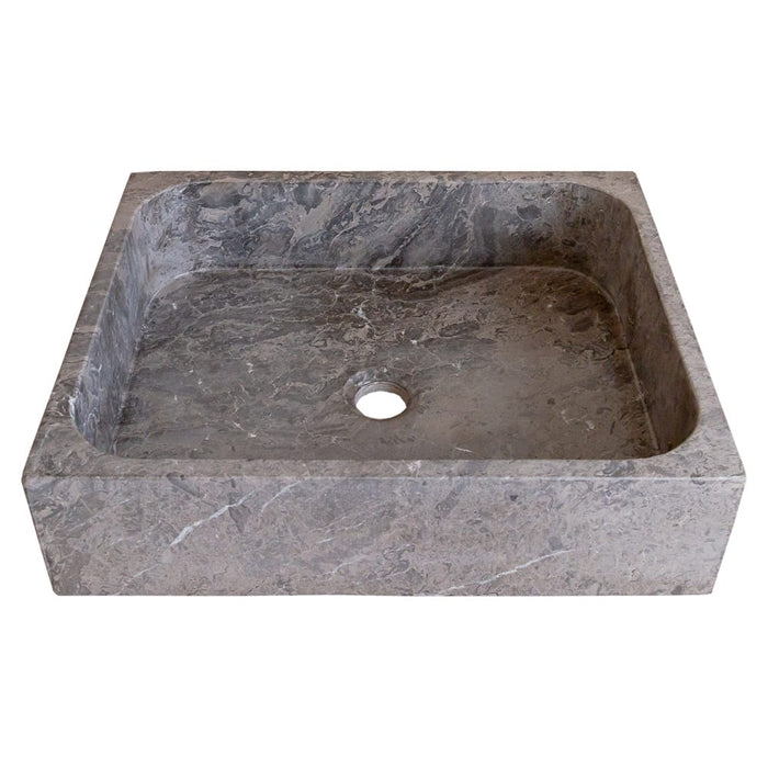 Tundra Gray Marble Farmhouse Rectangular Above Vanity Bathroom Sink (W)16" (L)19.5" (H)5"