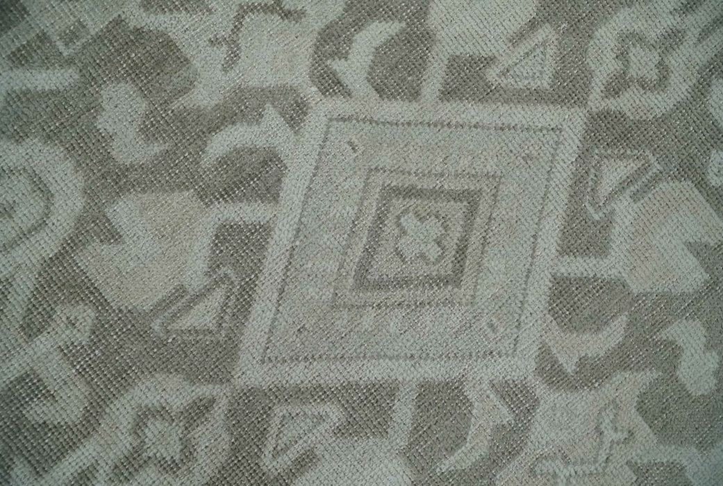 Turkish Design Brown and Ivory 8x10 Hand Knotted Antique Style Traditional Low Pile Wool Rug