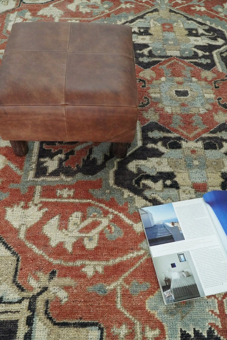 Traditional Heriz Brown, Beige and Charcoal Hand Knotted Multi Size wool Area Rug