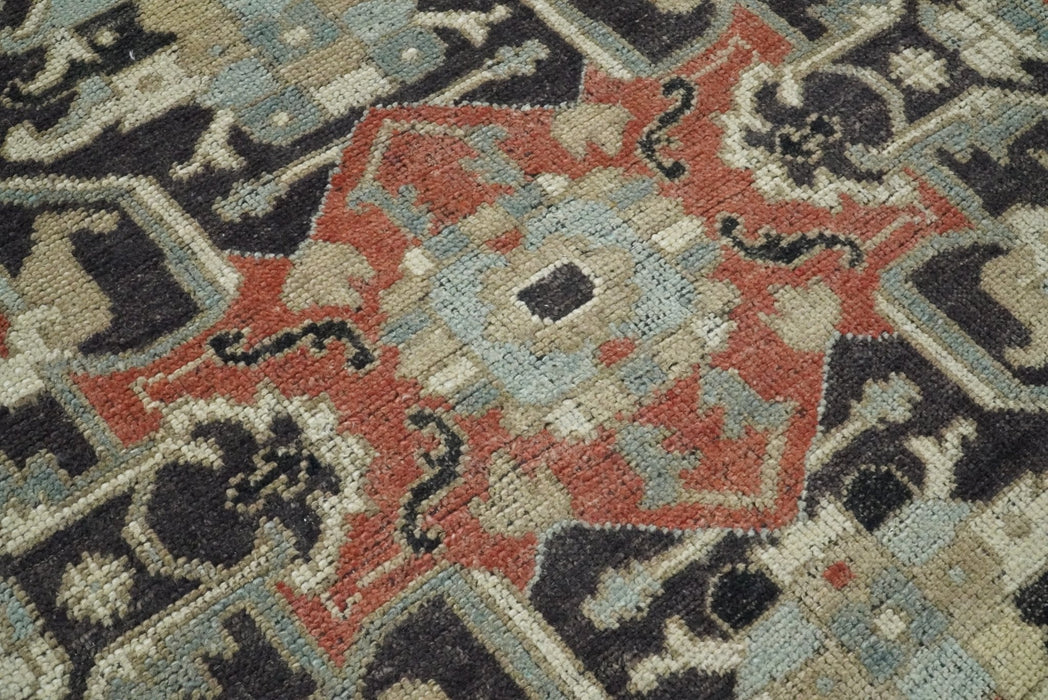 Traditional Heriz Brown, Beige and Charcoal Hand Knotted Multi Size wool Area Rug