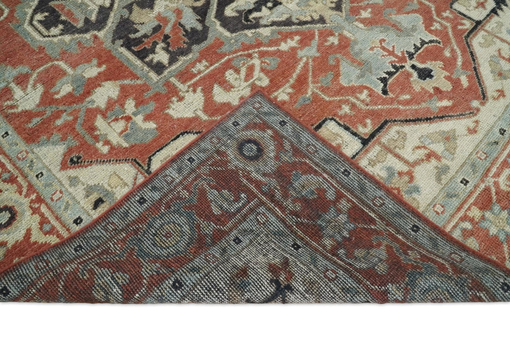 Traditional Heriz Brown, Beige and Charcoal Hand Knotted Multi Size wool Area Rug